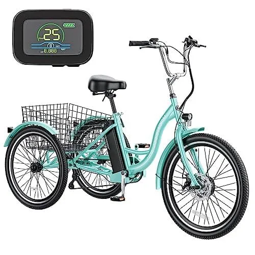 MOONCOOL Electric Tricycle Trike for Adults 350W 36V Removable Battery 24/26 Inches 7 Speeds 3 Wheels Electric Bikes Bicycle fo...